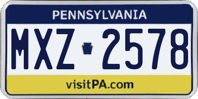 PA license plate MXZ2578
