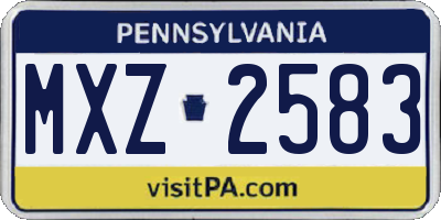 PA license plate MXZ2583