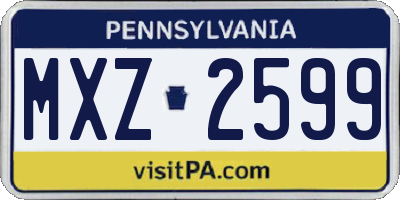 PA license plate MXZ2599