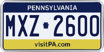 PA license plate MXZ2600