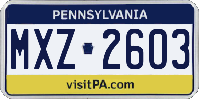 PA license plate MXZ2603