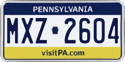 PA license plate MXZ2604