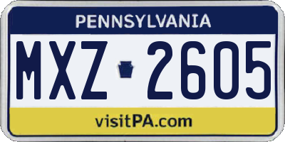 PA license plate MXZ2605