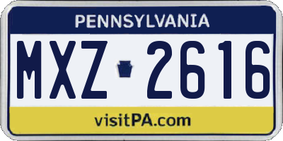PA license plate MXZ2616