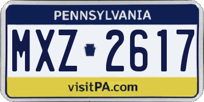PA license plate MXZ2617