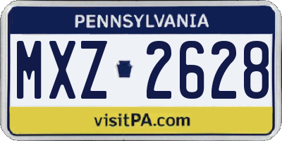 PA license plate MXZ2628