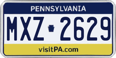 PA license plate MXZ2629
