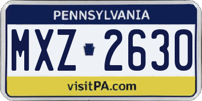 PA license plate MXZ2630
