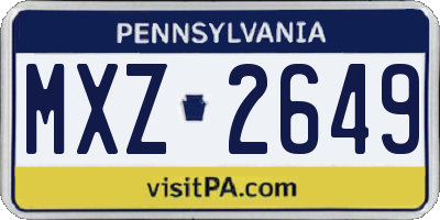 PA license plate MXZ2649