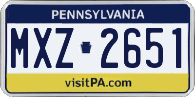 PA license plate MXZ2651