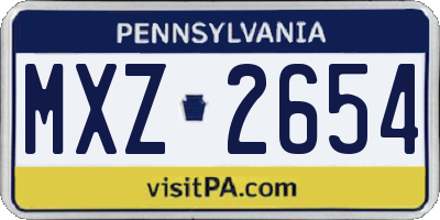 PA license plate MXZ2654