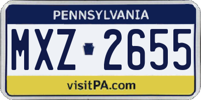 PA license plate MXZ2655