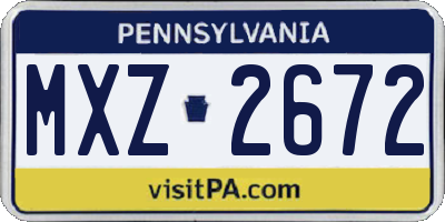 PA license plate MXZ2672