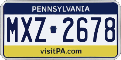 PA license plate MXZ2678