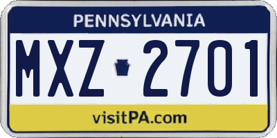 PA license plate MXZ2701