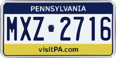 PA license plate MXZ2716