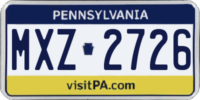 PA license plate MXZ2726