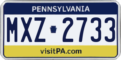 PA license plate MXZ2733