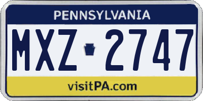 PA license plate MXZ2747