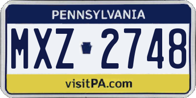 PA license plate MXZ2748