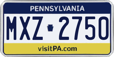 PA license plate MXZ2750