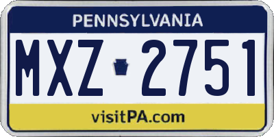 PA license plate MXZ2751