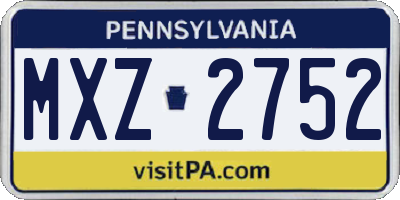PA license plate MXZ2752