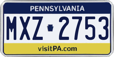 PA license plate MXZ2753
