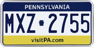 PA license plate MXZ2755
