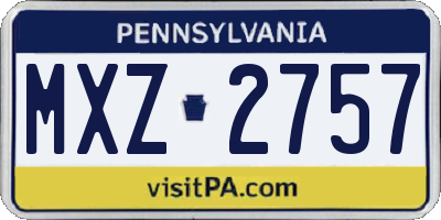 PA license plate MXZ2757