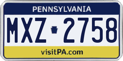 PA license plate MXZ2758