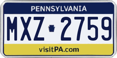 PA license plate MXZ2759