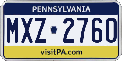 PA license plate MXZ2760