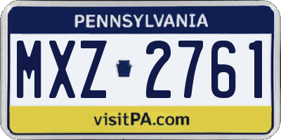 PA license plate MXZ2761