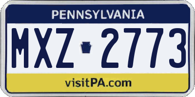 PA license plate MXZ2773