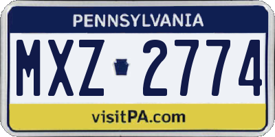 PA license plate MXZ2774