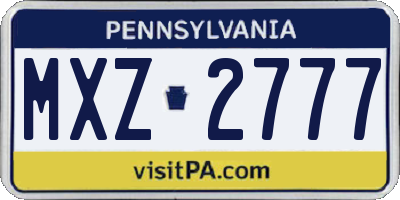 PA license plate MXZ2777