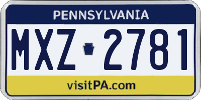 PA license plate MXZ2781