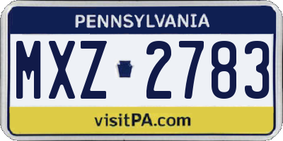 PA license plate MXZ2783