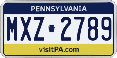 PA license plate MXZ2789