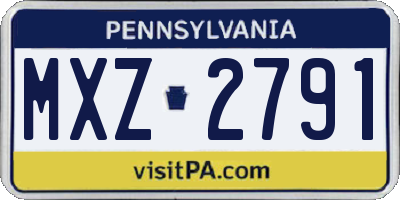 PA license plate MXZ2791