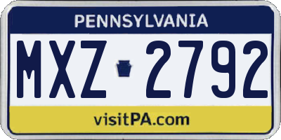 PA license plate MXZ2792