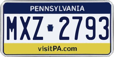 PA license plate MXZ2793