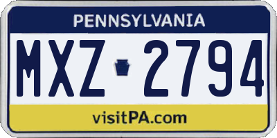PA license plate MXZ2794