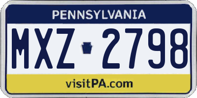PA license plate MXZ2798