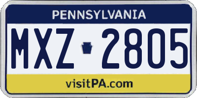 PA license plate MXZ2805