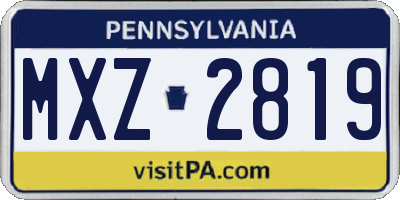 PA license plate MXZ2819