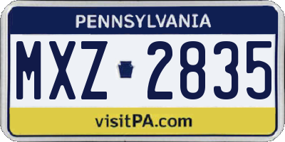 PA license plate MXZ2835