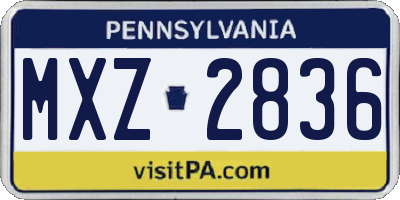 PA license plate MXZ2836