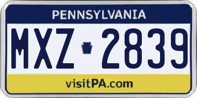 PA license plate MXZ2839